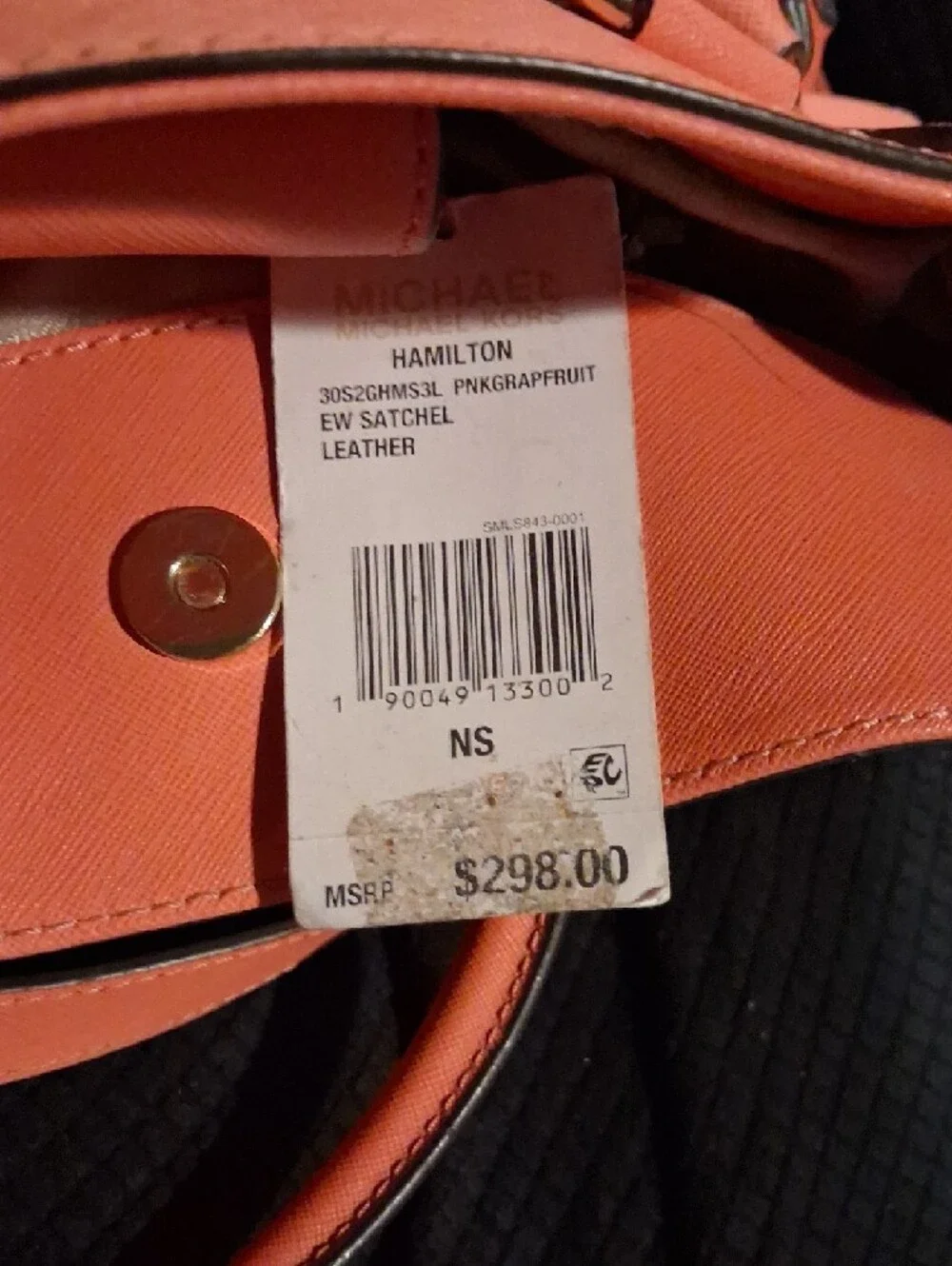 Michael Kors Coral Leather Tote with Gold Logo Medallion - Picture 4 of 6